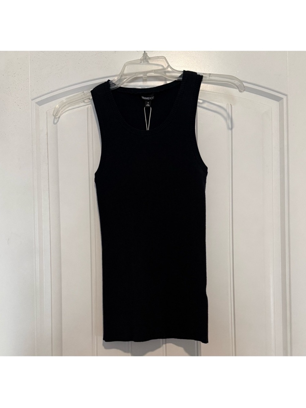 Minnie Rose Black Ribbed Sleeveless Tank Top - Womens Small NEW NWT